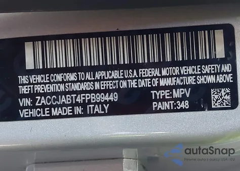 2015 Jeep Renegade Latitude z USA, uszkodzony, nr VIN ZACCJABT4FPB99449